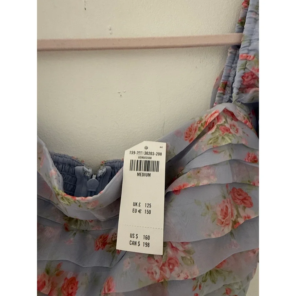 NWT Abercrombie & Fitch Emerson Off-Shoulder Drama Purple Floral Maxi Dress M